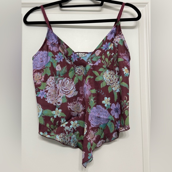 NWOT Free People Intimately Purple Floral Cami - Adjustable V-Neck Top - Picture 3 of 13